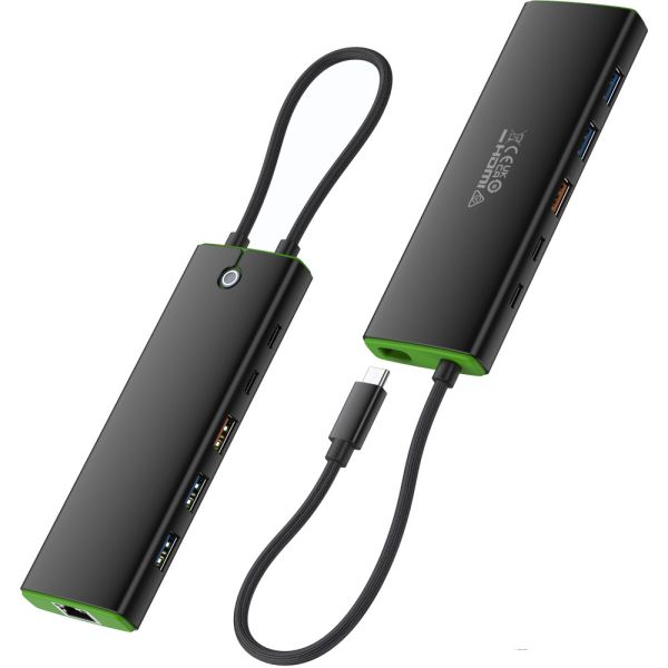 10in1 USB C Multiport Hub Dual 4K 60Hz HDMI For Workstations