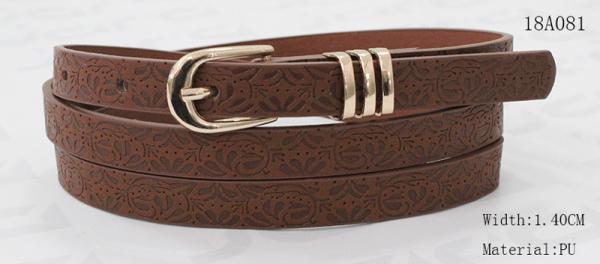 Quality Dark Brown Womens Fashion Belts Embossed Patterns / Metal Loops Available for sale