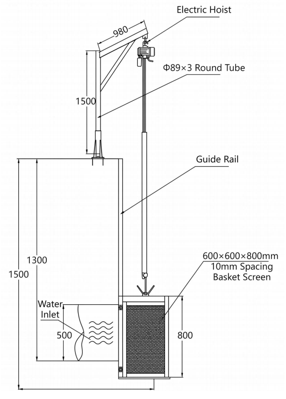 Stainless Steel Automated Filtration Basket Screen with Customizable Dimensions for Wastewater Intake