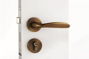 China Commercial Rose Mortise Latch Lock Set With Lever Handle , Antique Yellow Bronze on sale