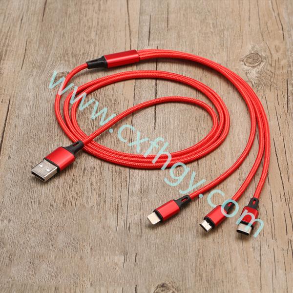 Cxfhgy Data Line 3 in 1 cable For Android iphone Type-c Mobile Phone Multi-function Usb One Dragging Three Data Charge C