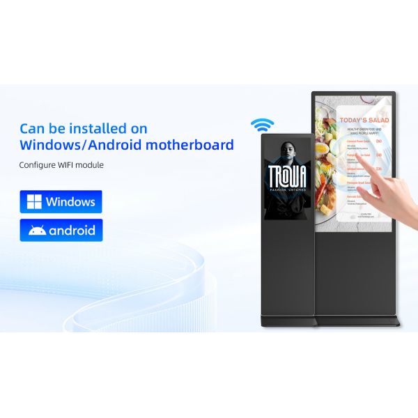 32 Inch Vertical Floor Standing Touch Screen Digital Signage Kiosk Capacitive 4K UHD Android Commercial
