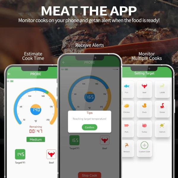 Top-selling Single-probe 5.2 Bluetooth Wireless Beef Thermometer For Culinary & Grilling Upgraded Compatibility