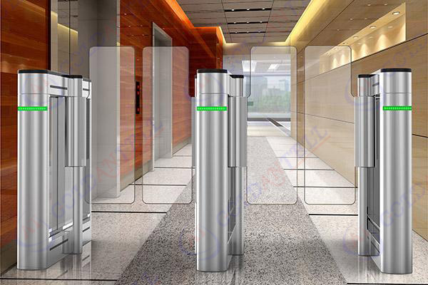 High Glass Baffle Optical Turnstile Dual Channel Controller Swing Barrier Gate For Exit