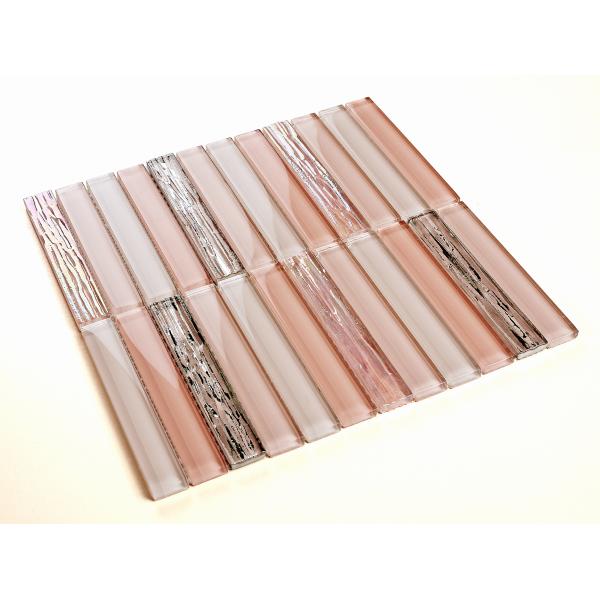 Non-Slip And Durable 300x300mm Light Pink Interior Wall Glass Mosaics For Hotel And Balcony