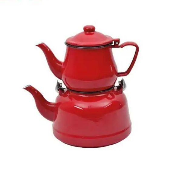 Thickness 0.8mm Enamel Coffee Teapot 800ml Round Shape Tea Pot with High Temperature Logo Printing Technique