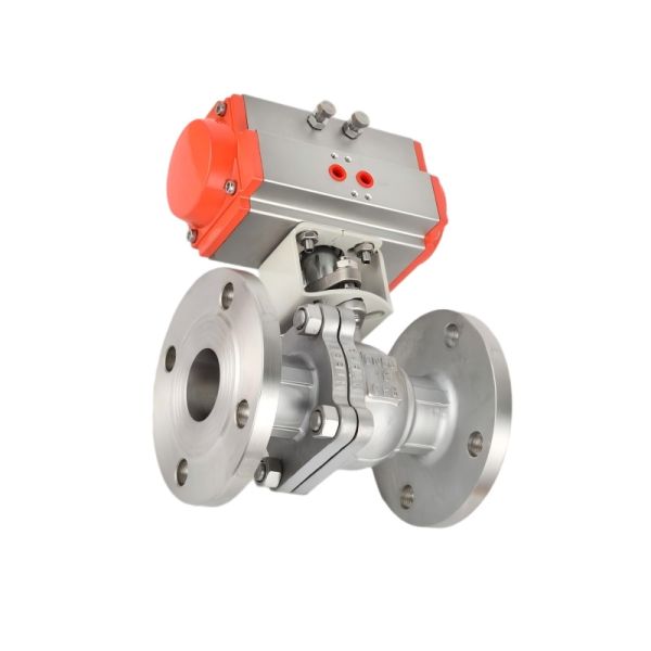 Two Piece Flange Pneumatic Ball Valve SS316 CF8M PTFE Seal Explosion Proof Pneumatic Ball Valve Automatic Cut-off Valve