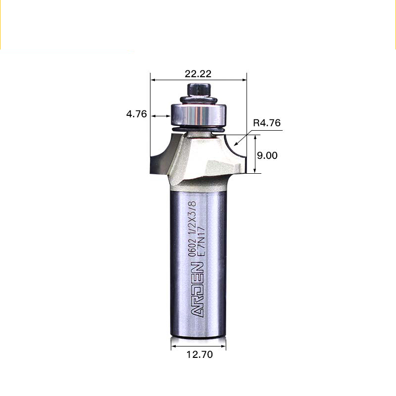 1/2in 1/4in ARDEN Router Bit Round Over Router Bit With Bearing