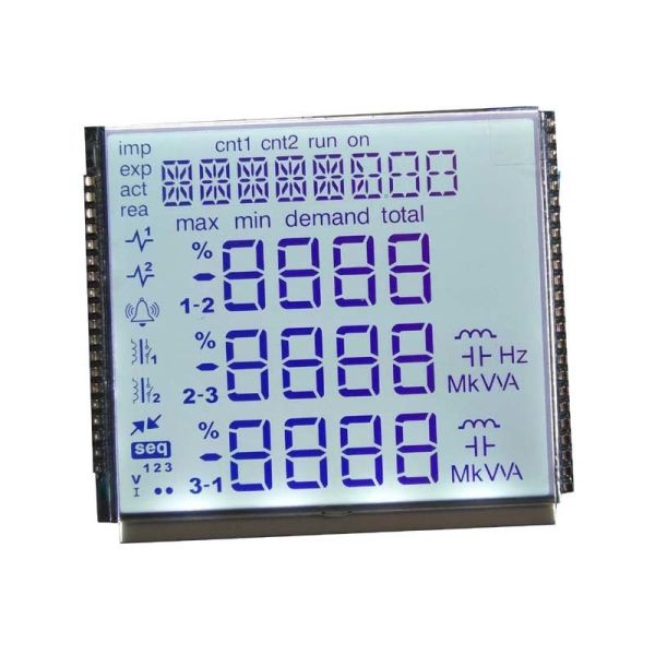 Customized size fstn 14 segment monochrome lcd screen display for 3 three phase energy meter
