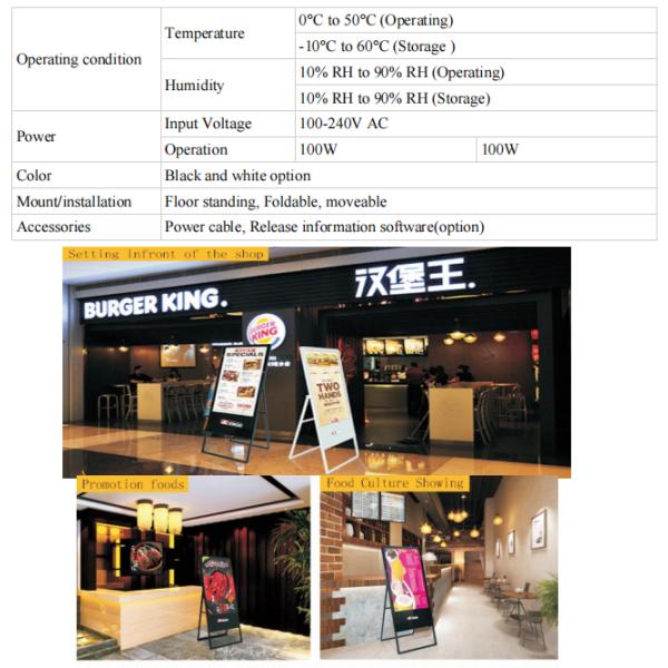 RK3288 Quad core Indoor Digital Signage Displays 1.8GHz Memory