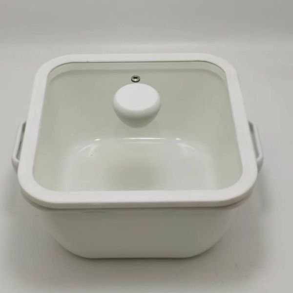 Customized Logo Metal Enamel Casserole Pot Square Shallow Pan Kitchenware Cooking Essential