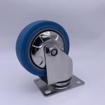 Rubber Wheel 4 Inch Silent Rolling Stainless Plate Swivel Caster