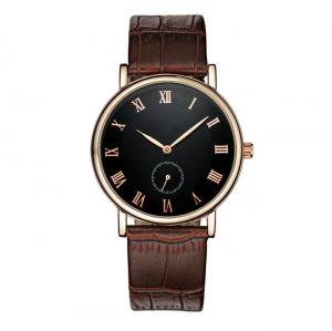 Wholesale Fashion Stainless Steel Watches with Leather strap / quartz wrist watch for men , ultra - thin case from china suppliers