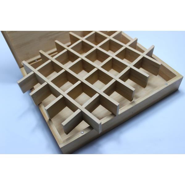 Bamboo Wooden Tea Bag Box , Wooden Tea Display Box With 30 Removable Slots