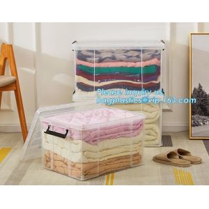 Customized Clear Household Large Storage Boxes With Lids, household large clear