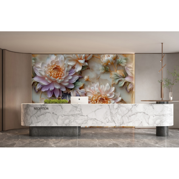 3D Relief PVC Embossed Wall Panel Custom Vivid Patterns Reception Area