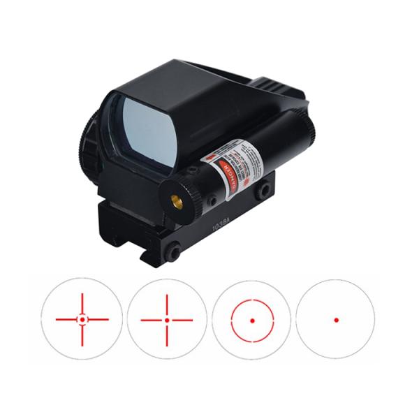 82mm Length Matte Black 1X22X33 Tactical Red and Green Reflex Sight with Red Laser
