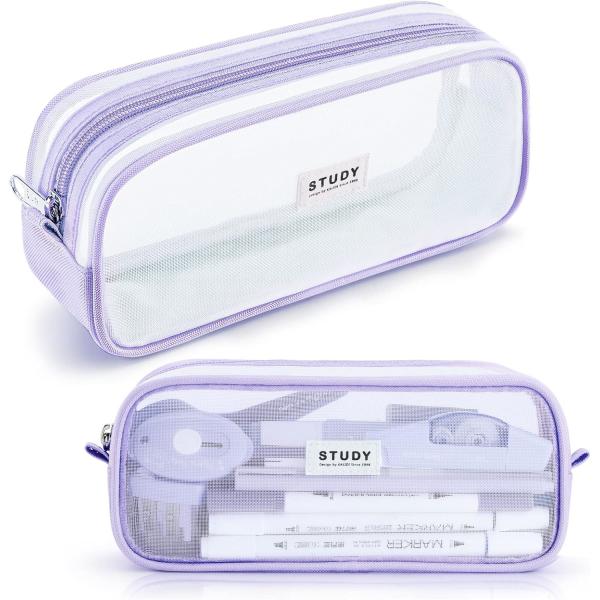 Kalidi Grid Mesh Pencil Case Large Capacity Pencil Case Big Pencil Pouch With Zipper Simple Stationery Bag Aesthetic Pen