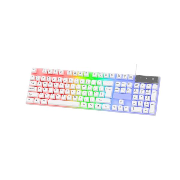 104 Keys Full-size Gaming Keyboard easy To Carry Cool LED Rainbow Backlight All FN+F1-F12 Keys