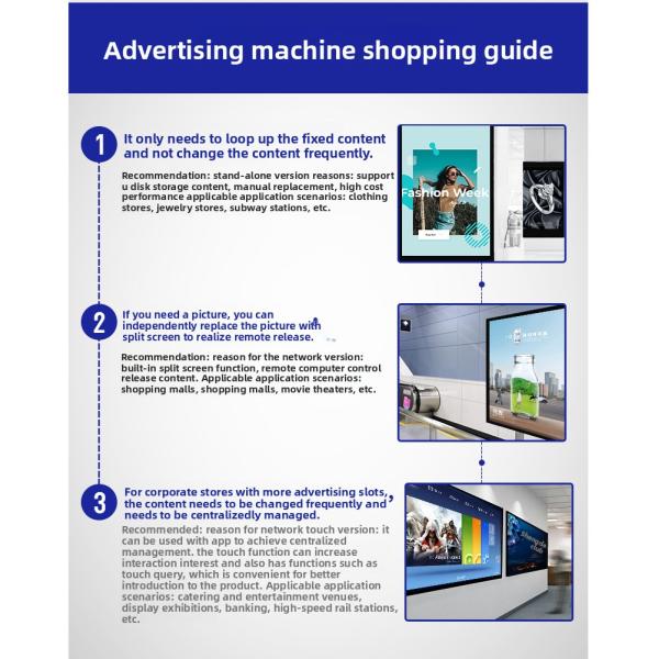 18.5'' 21.5'' 27'' Wall Mounted LCD Commercial Display Lcd Advertising Player Digital Signage for Shop,elevator,hotel Subway