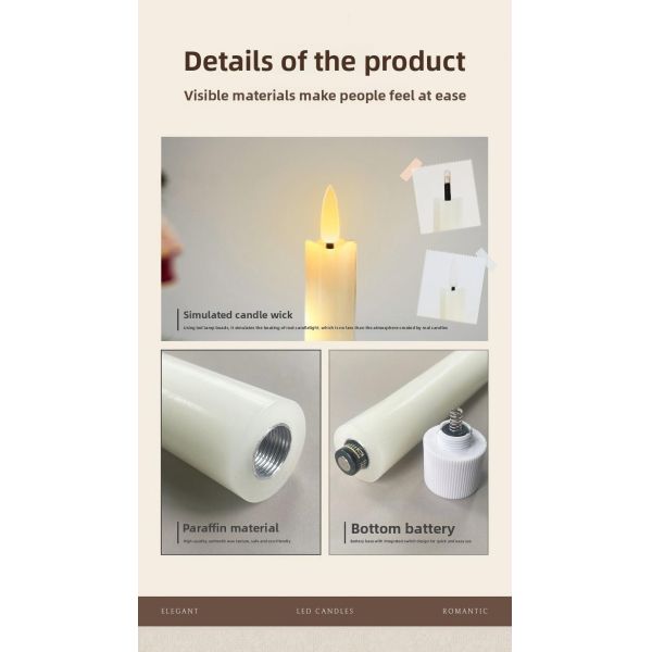 Remote Control LED Candle with Timer Function and Warm Yellow LED for Electric Window Decoration