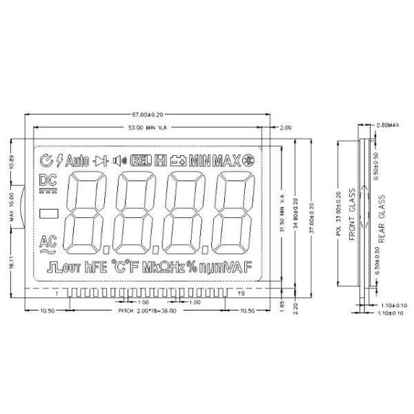 Customized Car Player VA LCD Panel Negative White LCD Display
