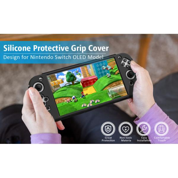 Protective HOXC Skintouch Silicone Protective Case For Nintendo Switch OLED Console, Ergonomic Silicone Protector Cover Grip For NS Pro