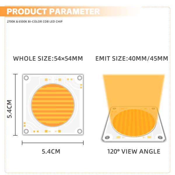 5454 Dimmable 200w 150w Cob Led Chip Dual Color Temperature 2700k 6500k 51-53v 57-60v