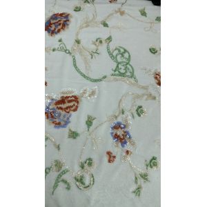 Wholesale Flocked Mesh Flroal Sequin Embroideded Lace Fabric For Wedding Party Gowns from china suppliers