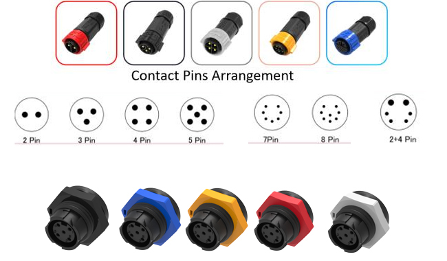 2 Pin Circular Power Cable Connector M16 Waterproof Quick Disconnect IP67 Connectors