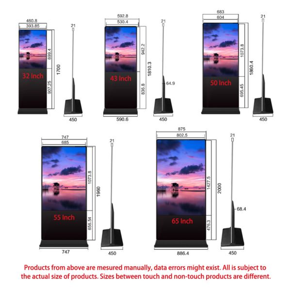 65 Inch Floor Standing Digital Signage Kiosk Totem Advertising Player
