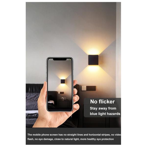 Aluminum Up And Down Lighting Double Heads Dimmable Wall Light Round Square