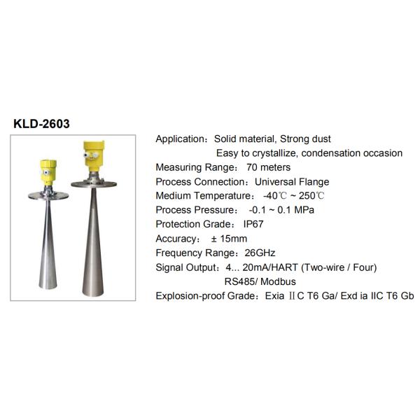 4-20mA HART Radar Level Meter KLD Series Liquid Level Meter 26GHz