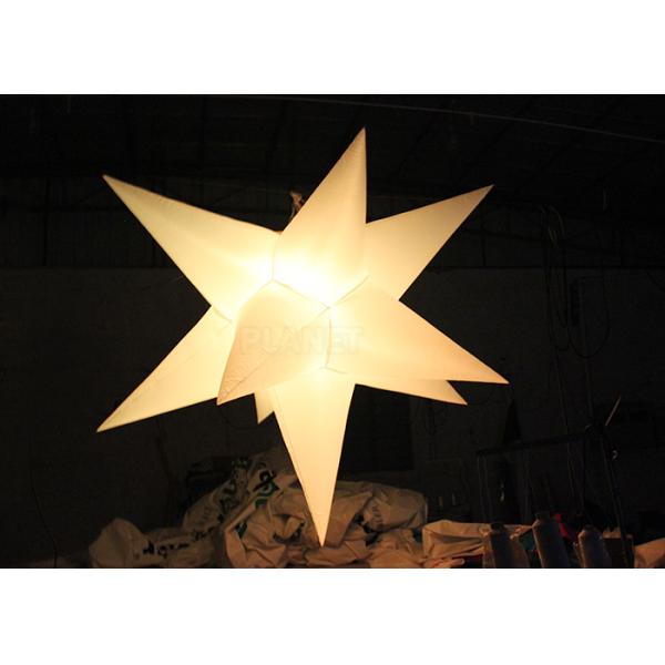 Different Size Hanging Inflatable Led Star 190 T Polyester Material For Party