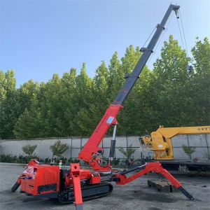 Electric And Diesel Power Spider Crawler Crane In Red