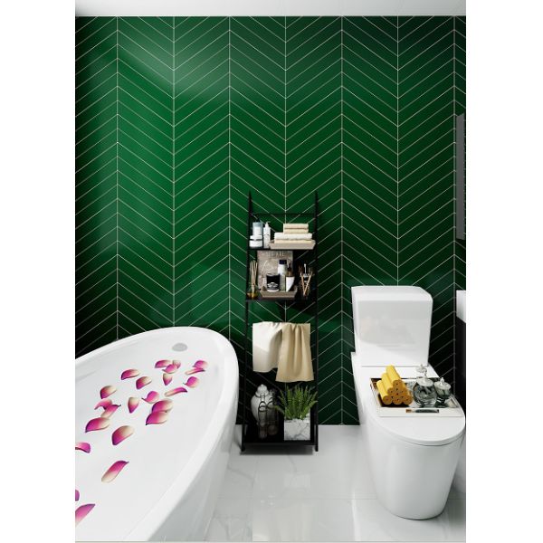 Green Chevron Stone Plastic Composite Wall Panel Texture Waterproof Scratch Resistant Hotel Interior Decor