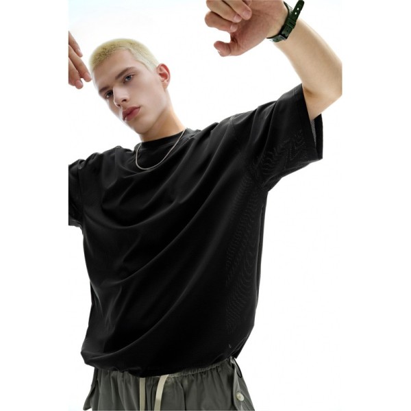 Customized Outdoor Breathable Perforated Fabric T-shirt Solid Sporty Short Sleeve New Spring Summer Quick-drying Cool Feeling