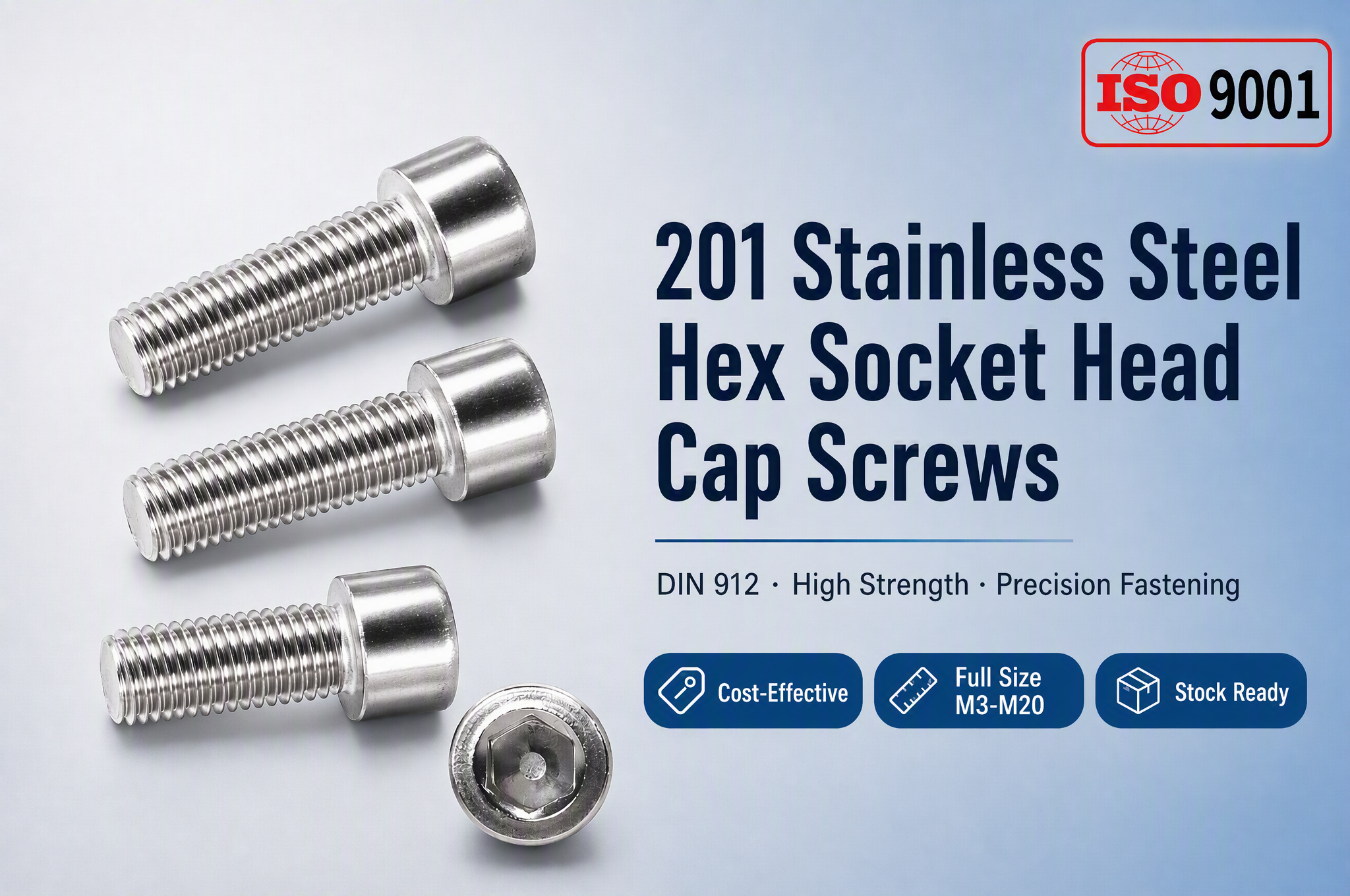201 Stainless Steel Socket Head Cap Screws Hexagon Socket Bolt Allen Head Screw Machine Fastener M3 M4 M5 M6 M8 Multiple Sizes In Stock Support