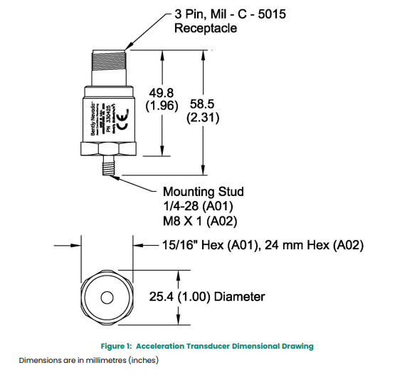Bently Nevada 330400-01-05 Accelerometer Acceleration Transducers