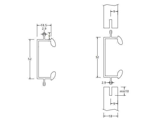 347mm 397mm G Shaped Cabinet Aluminium Edge Handle Custom Furniture Hardware