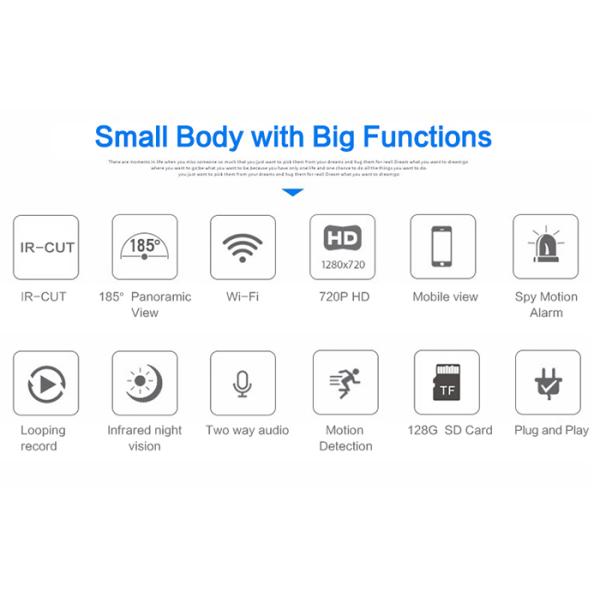 Wifi Wireless Security 180 Degree Panoramic IP Camera With 128GB Local Storage
