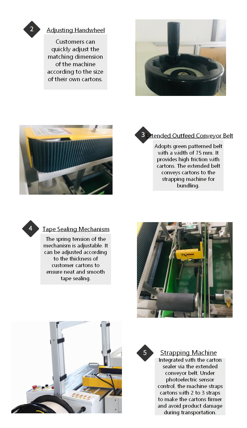 Semi-Automatic Straight Carton Sealing & PP Band Strapping Left & Right Drive All-in-One Machine