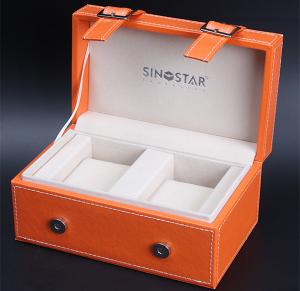Wholesale PU Wrapped Wooden Watch Storage Box , High Grade Personalized Mens Watch Box from china suppliers