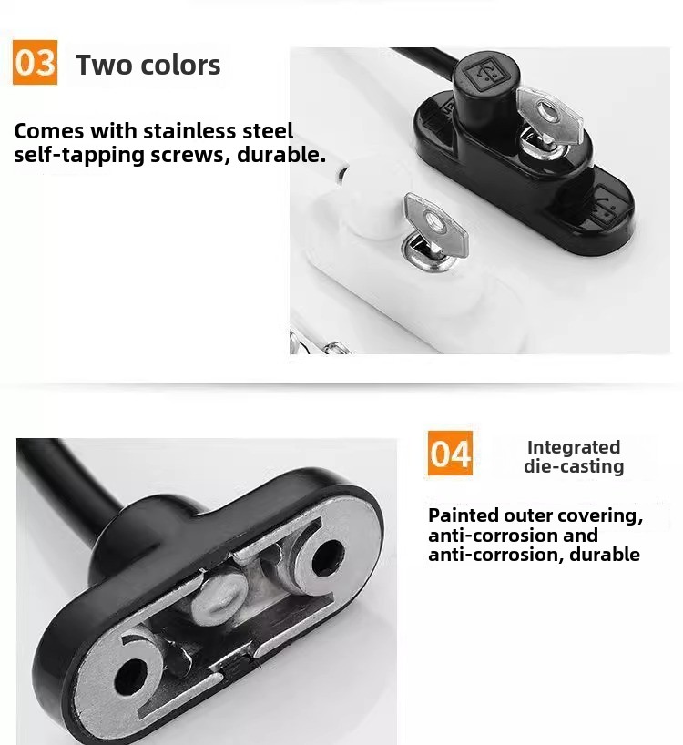 Modern Durable Security Steel Window Restrictor Lock Type N/M Casement Windows/Doors Screw Installation 1-Year Warranty Model