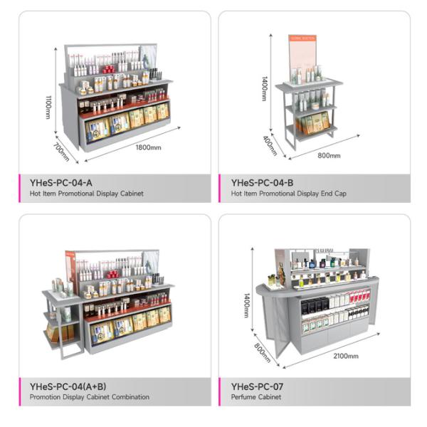 Skincare Store Promotion Display Rack Multi-layer Wooden Beauty Store Stand With Light Strips For Cosmetic Shop Decoration
