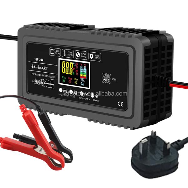 Intelligent 12V 6A/24V 6A Car Battery Charger with Current Protection and Low Tension Protection Connector Pulse Repair