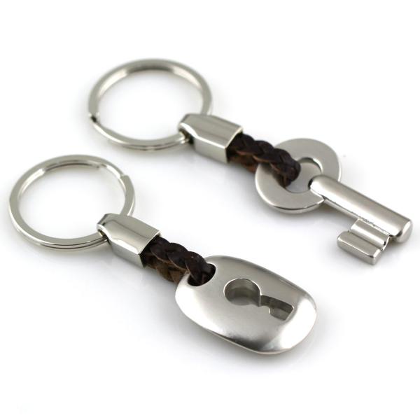 Creative Lock Key Matching Leather Couple Keychain Kit Key & Lock Keyring Key Chains Lover Fashion Jewelry
