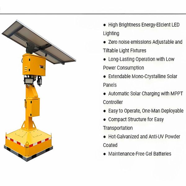 Energy Saving Portable Solar Light Tower Low Cost Long Term Operation Night Construction Trailer Mounted Light Tower