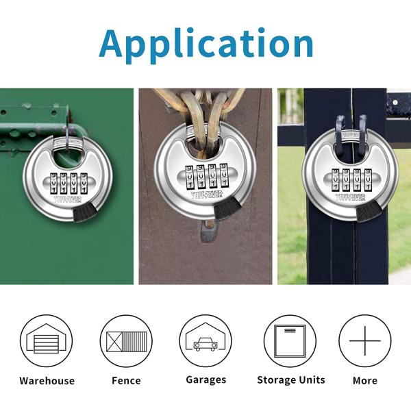 Rustproof Outdoor Lock 4 Digit Combination Discus With Hardened Shackles Padlock