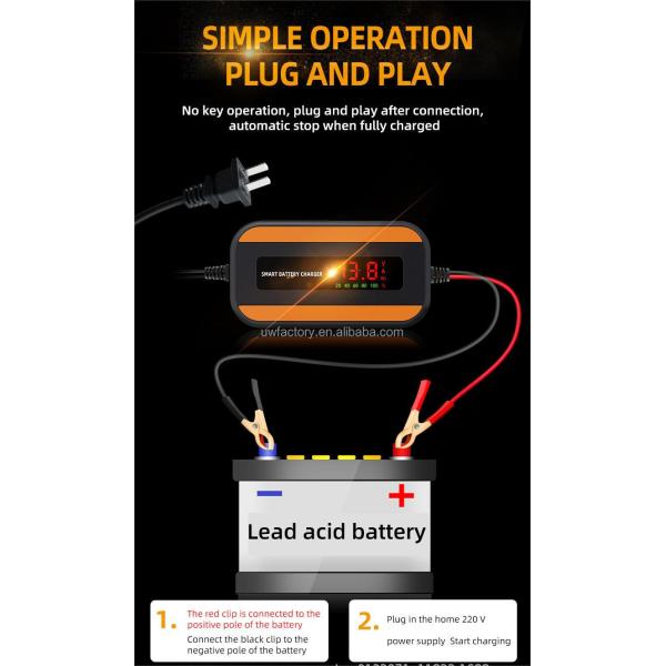 90% Charging Efficiency 12V 2A 3A 4A Car Battery Charger with Intelligent Smart Sealed Lead Acid Battery and Current Protection